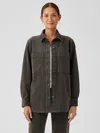 Eileen Fisher Organic Cotton Stretch Corduroy Shirt Jacket In Gray