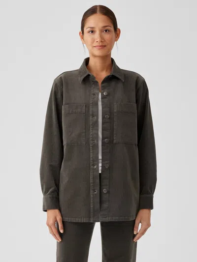 Eileen Fisher Organic Cotton Stretch Corduroy Shirt Jacket In Green