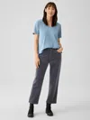 Eileen Fisher Organic Cotton Stretch Corduroy Straight Pant In Blue