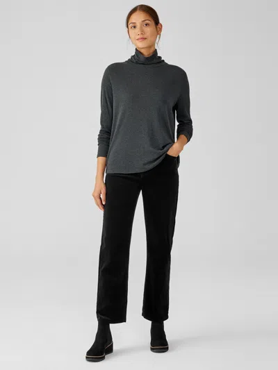 Eileen Fisher Organic Cotton Stretch Corduroy Straight Pant In Black