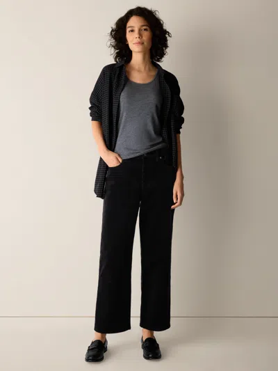 Eileen Fisher Organic Cotton Stretch Corduroy Straight Pant In Black