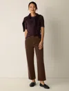 Eileen Fisher Organic Cotton Stretch Corduroy Straight Pant In Brown