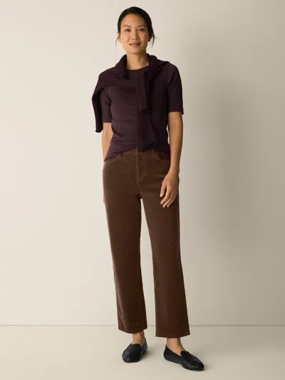 Eileen Fisher Organic Cotton Stretch Corduroy Straight Pant In Brown