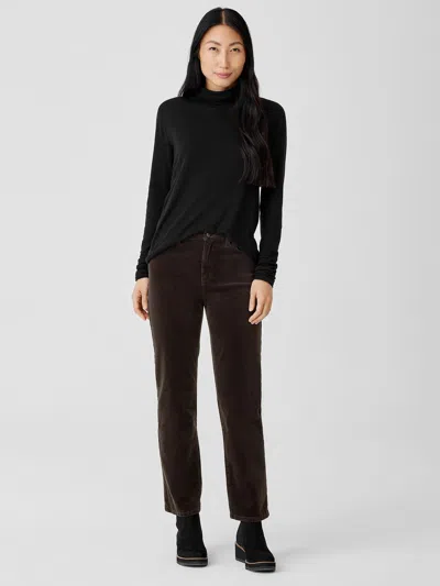 Eileen Fisher Organic Cotton Stretch Corduroy Straight Pant In Brown