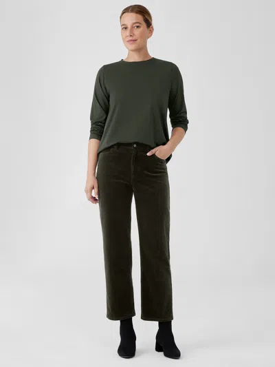 Eileen Fisher Organic Cotton Stretch Corduroy Straight Pant In Green