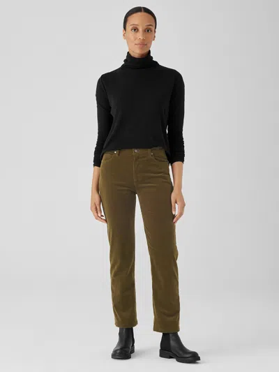 Eileen Fisher Organic Cotton Stretch Corduroy Straight Pant In Black