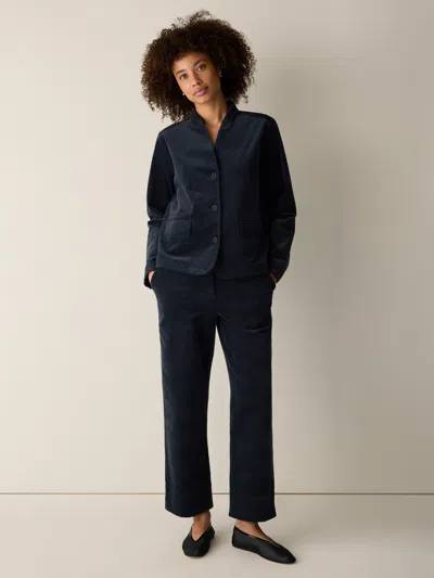 Eileen Fisher Organic Cotton Stretch Corduroy Straight Pant In Maritime