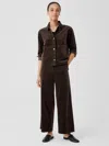 Eileen Fisher Organic Cotton Stretch Corduroy Wide-leg Pant In Black
