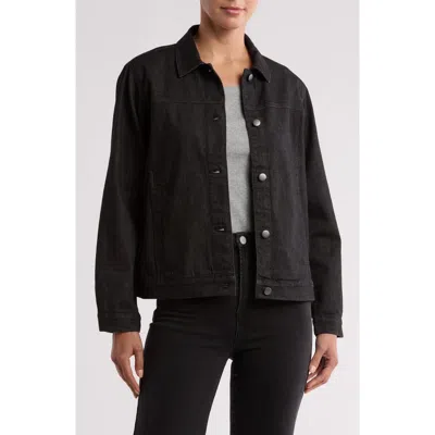 Eileen Fisher Organic Cotton Stretch Denim Jacket In Black