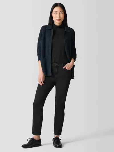 Eileen Fisher Organic Cotton Stretch Denim Slim Jean In Black
