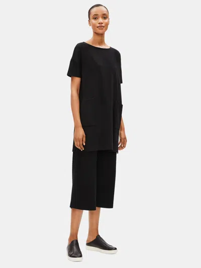 Eileen Fisher Organic Cotton Stretch Long Tunic In Black