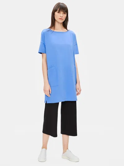 Eileen Fisher Organic Cotton Stretch Long Tunic In Blue