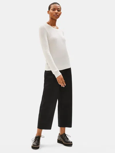 Eileen Fisher Organic Cotton Stretch Poplin Straight Pant In Black