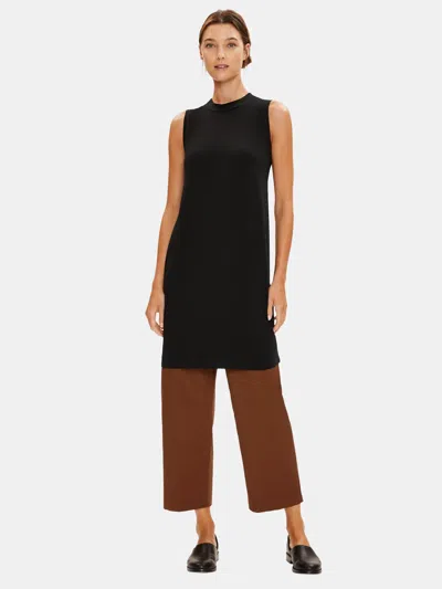 Eileen Fisher Organic Cotton Stretch Poplin Straight Pant In Brown