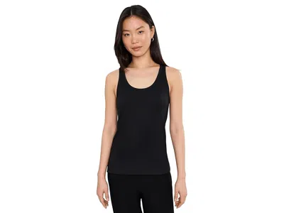 Eileen Fisher Organic Cotton Stretch Rib Scoop Neck Slim Tank Top In Black