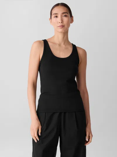Eileen Fisher Organic Cotton Stretch Rib Scoop Neck Tank In Animal Print