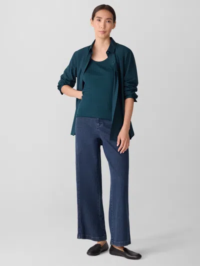 Eileen Fisher Organic Cotton Stretch Rib Scoop Neck Tank In Green