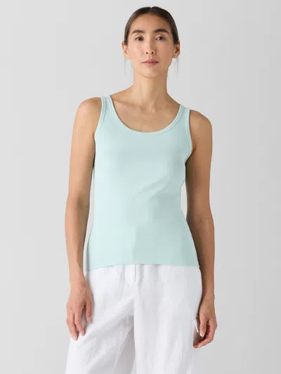Eileen Fisher Organic Cotton Stretch Rib Scoop Neck Tank In Blue