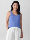 Eileen Fisher Organic Cotton Stretch Rib Scoop Neck Tank In Blue