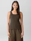 Eileen Fisher Organic Cotton Stretch Rib Scoop Neck Tank In Brown