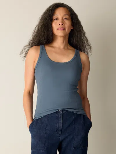 Eileen Fisher Organic Cotton Stretch Rib Scoop Neck Tank In Cold Spring