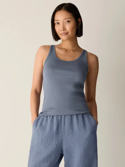 Eileen Fisher Organic Cotton Stretch Rib Scoop Neck Tank In Gray