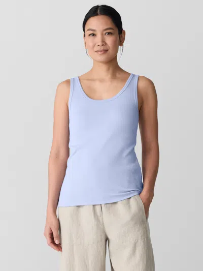 Eileen Fisher Organic Cotton Stretch Rib Scoop Neck Tank In Purple