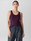 Eileen Fisher Organic Cotton Stretch Rib Scoop Neck Tank In Purple