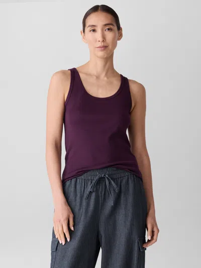 Eileen Fisher Organic Cotton Stretch Rib Scoop Neck Tank In Purple