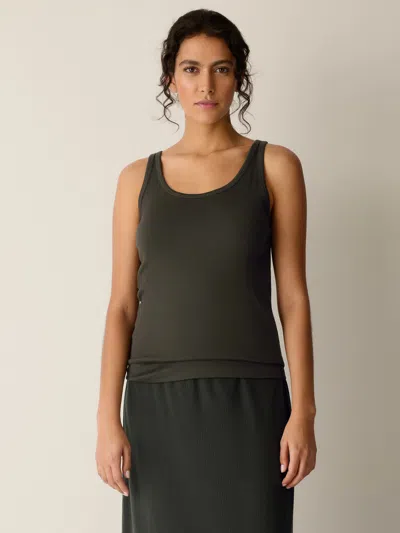 Eileen Fisher Organic Cotton Stretch Rib Scoop Neck Tank In Seaweed