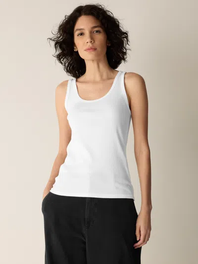 Eileen Fisher Organic Cotton Stretch Rib Scoop Neck Tank In White