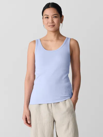 Eileen Fisher Organic Cotton Stretch Rib Slim Tank In Blue
