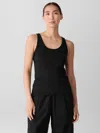 Eileen Fisher Organic Cotton Stretch Rib Slim Tank In Black