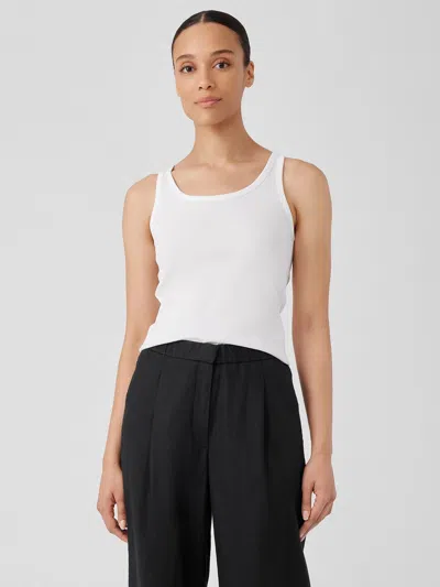 Eileen Fisher Organic Cotton Stretch Rib Slim Tank In White