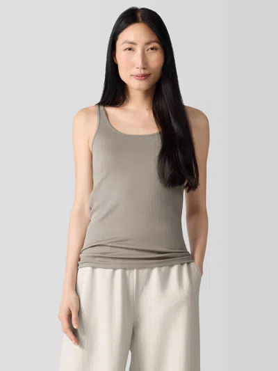 Eileen Fisher Organic Cotton Stretch Rib Tank In Gray