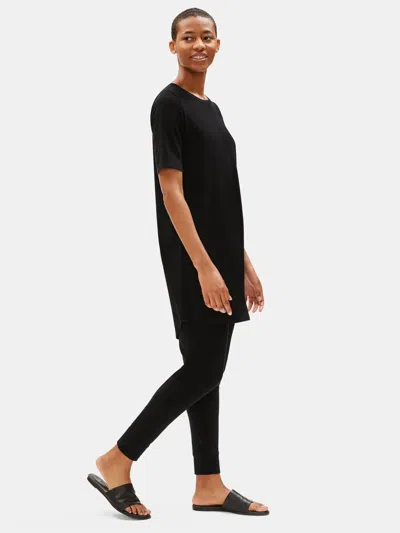 Eileen Fisher Organic Cotton Stretch Shift Dress In Black