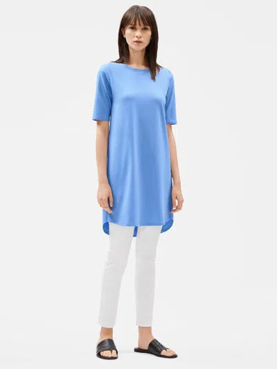 Eileen Fisher Organic Cotton Stretch Shift Dress In Blue