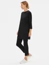 Eileen Fisher Organic Cotton Stretch Slim Ankle Pant With Zipper Slits In Black