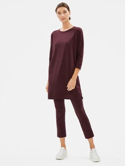 Eileen Fisher Organic Cotton Stretch Slim Ankle Pant With Zipper Slits In Purple