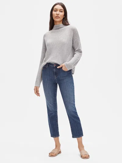 Eileen Fisher Organic Cotton Stretch Straight Ankle Jean In Blue