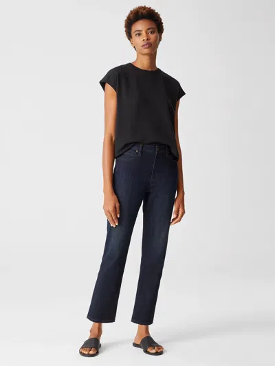 Eileen Fisher Organic Cotton Stretch Straight Ankle Jean In Blue