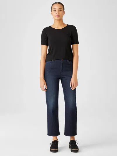 Eileen Fisher Organic Cotton Stretch Straight Ankle Jean In Blue