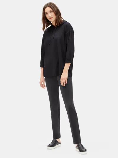 Eileen Fisher Organic Cotton Stretch Straight Pant In Black