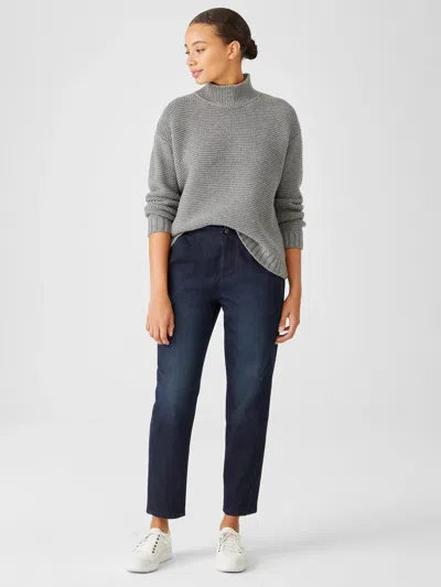 Eileen Fisher Organic Cotton Stretch Tapered Pant In Blue