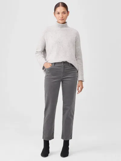 Eileen Fisher Organic Cotton Stretch Velveteen Pant In Gray