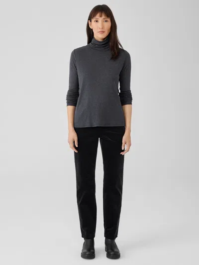 Eileen Fisher Organic Cotton Stretch Velveteen Pant In Black