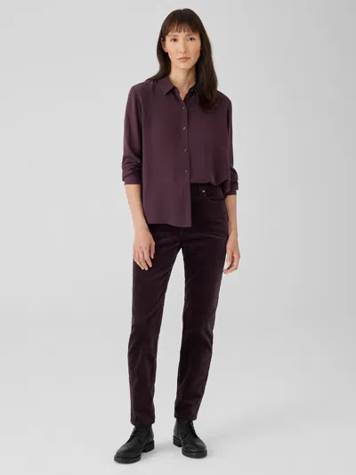 Eileen Fisher Organic Cotton Stretch Velveteen Pant In Purple