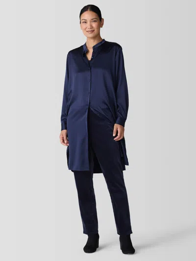 Eileen Fisher Organic Cotton Stretch Velveteen Slim Pant In Blue