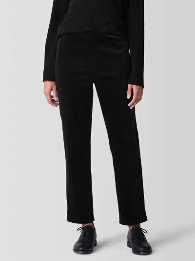 Eileen Fisher Organic Cotton Stretch Velveteen Slim Pant In Black In Blue