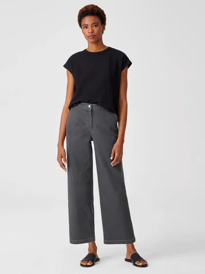 Eileen Fisher Organic Cotton Stretch Wide-leg Jean In Gray